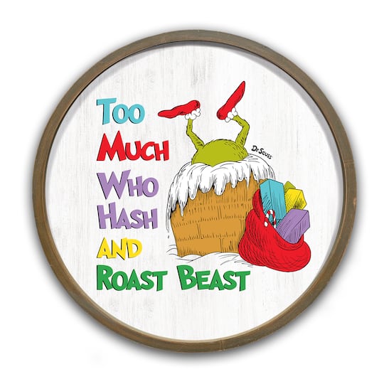 20" The Grinch Too Much Hash Round Framed Print